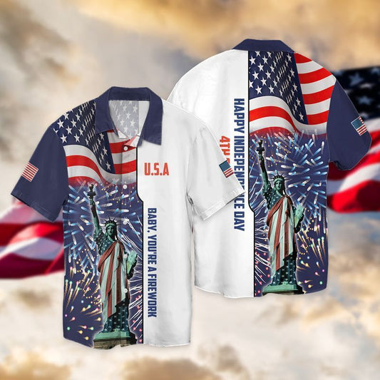 bonfen - 4th Of July Independence Day American Flag Statue Of Liberty Hawaiian Shirt