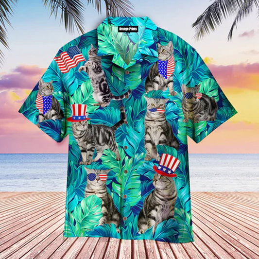 bonfen - 4th Of July Independence Day Cat Lover Hawaiian Shirt